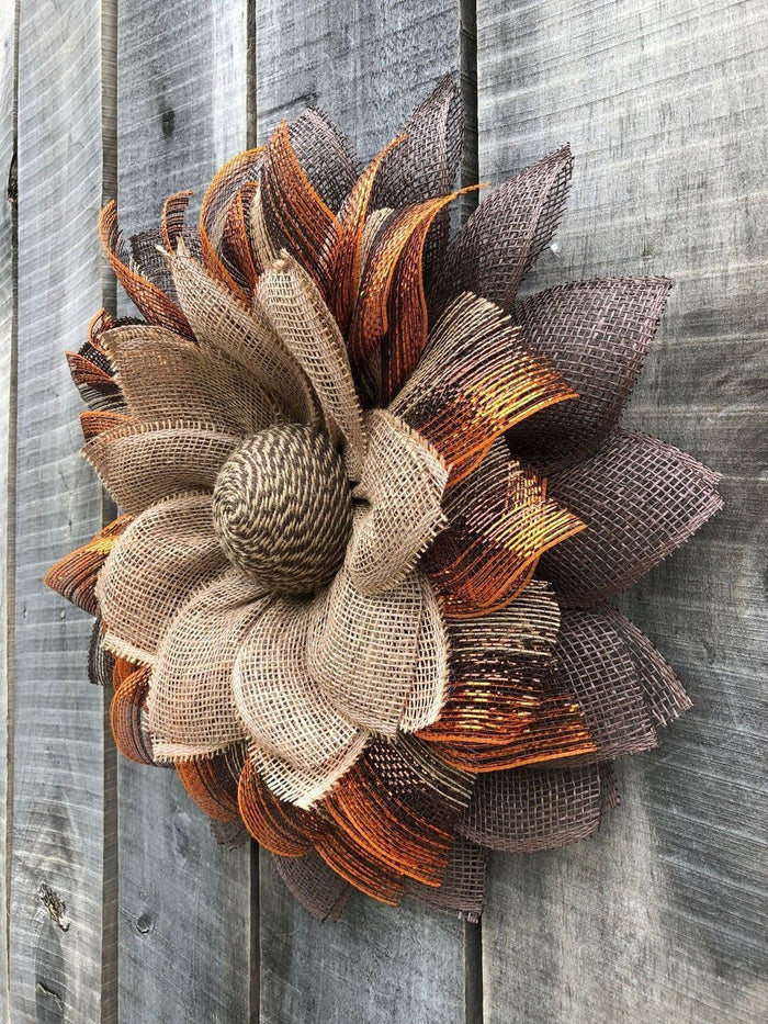 Autumn Sunflower in Burlap Modern Farmhouse
