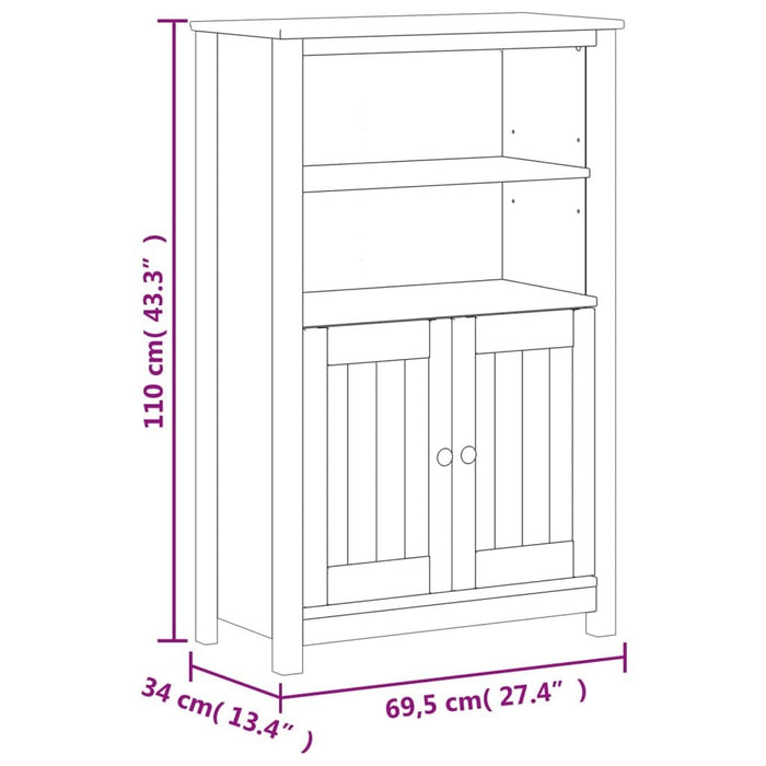 Bathroom Cabinet BERG White 27.4"x13.4"x43.3" Solid Wood Pine - Divine Heart L.A.