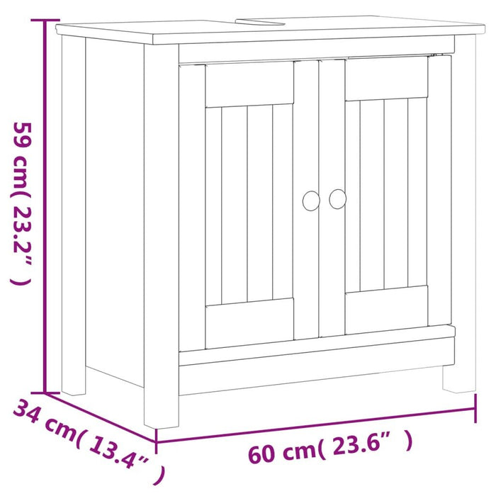 Bathroom Sink Cabinet BERG White 23.6"x13.4"x23.2" Solid Wood Pine - Divine Heart L.A.