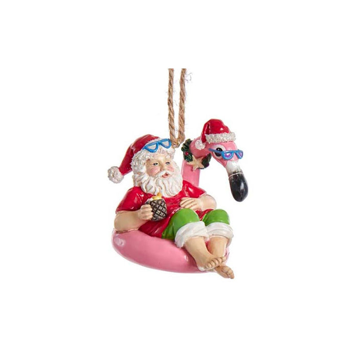Beach Santa Sitting On Float Ornament