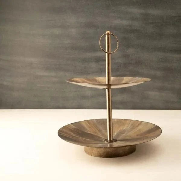Beige Metal 2-Tier Cake Stand - ellementry