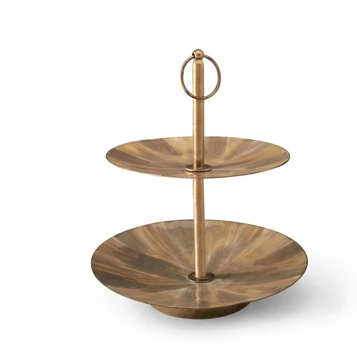 Beige Metal 2-Tier Cake Stand - ellementry