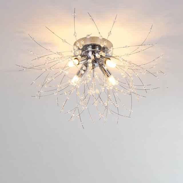 Bella Ceiling Light - Silver - 4 Heads - 15.7" x 9.0" / 40cm x 23cm / Cool White - With No Remote - Level Decor