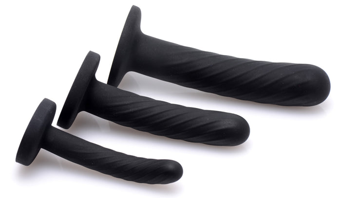 Black 3 Piece Silicone Strap-On Set Image 2