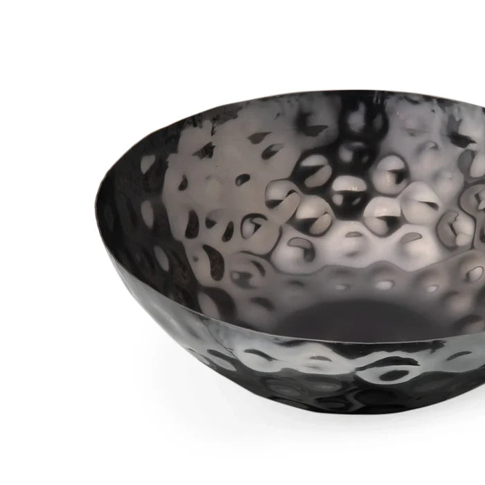Black Hammered Metal Bowl- Large