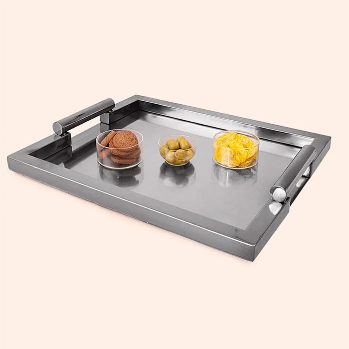 Black Metal Tray With Handles- Large