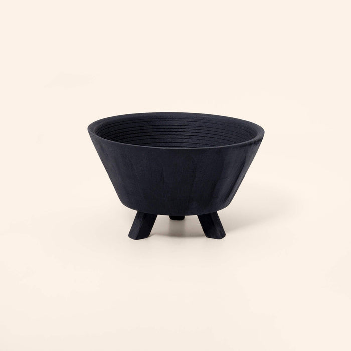black tribal mango wooden bowl with stand- medium