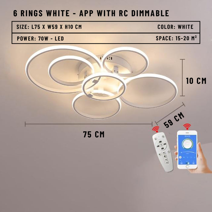 6 Rings White / APP With RC Dimmable