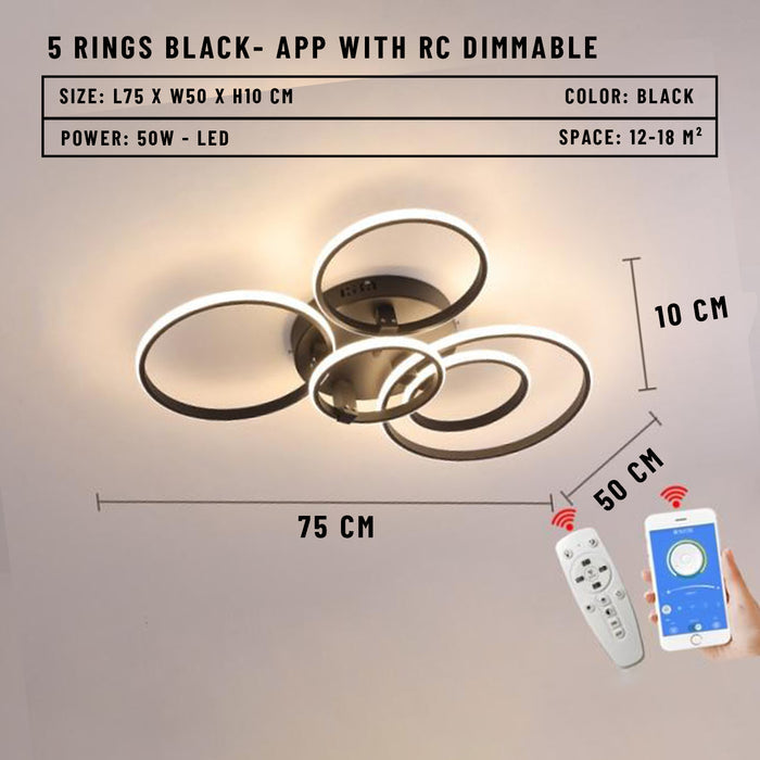 5 Rings Black / APP With RC Dimmable