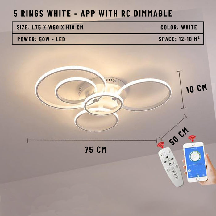 5 Rings White / APP With RC Dimmable