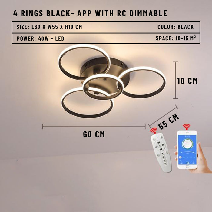 4 Rings Black / APP With RC Dimmable