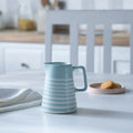 Blue stripes ceramic jug - small