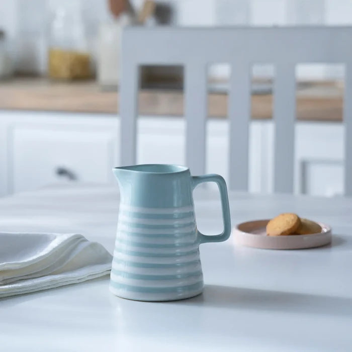 Blue stripes ceramic jug - small