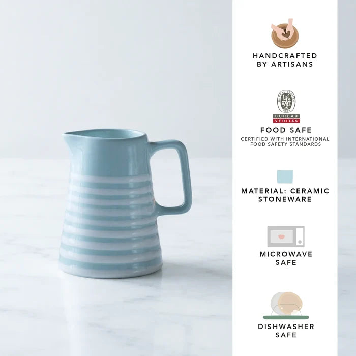 Blue stripes ceramic jug - small