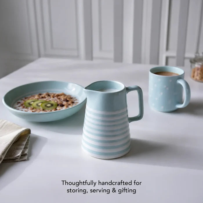 Blue stripes ceramic jug - small