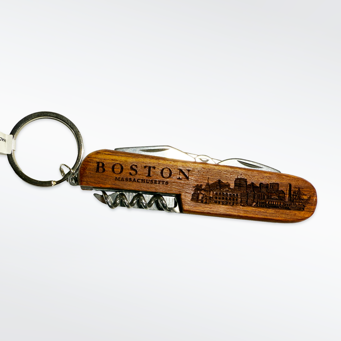 Boston Wood Skyline Multi-tool Keychain