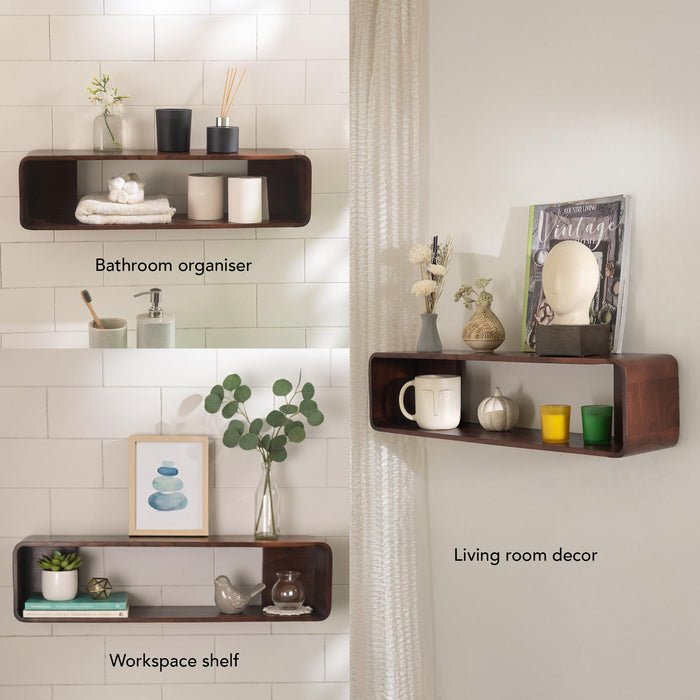Boxy Wooden Wall Shelf