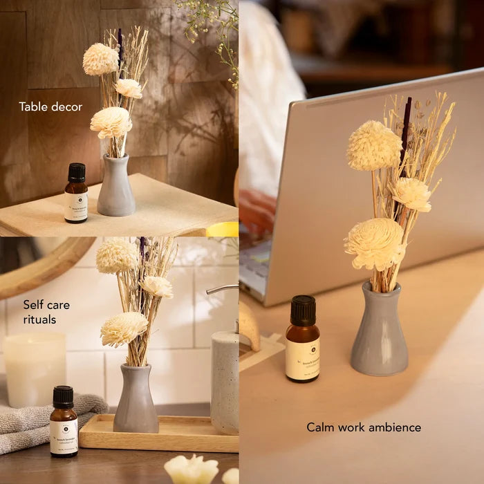 breathe & bloom vase and diffuser set - french lavender
