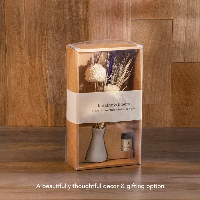 breathe & bloom vase and diffuser set - french lavender
