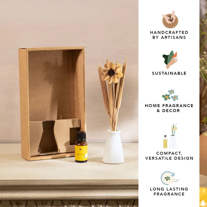 breathe & bloom vase and diffuser set - magnolia petal