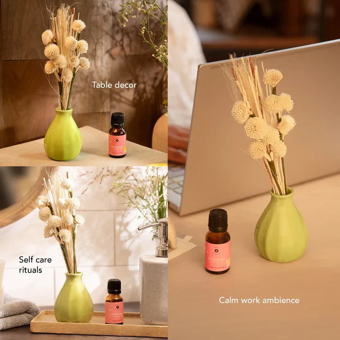 breathe & bloom vase and diffuser set - wild rose & yuzu