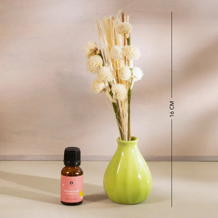 breathe & bloom vase and diffuser set - wild rose & yuzu