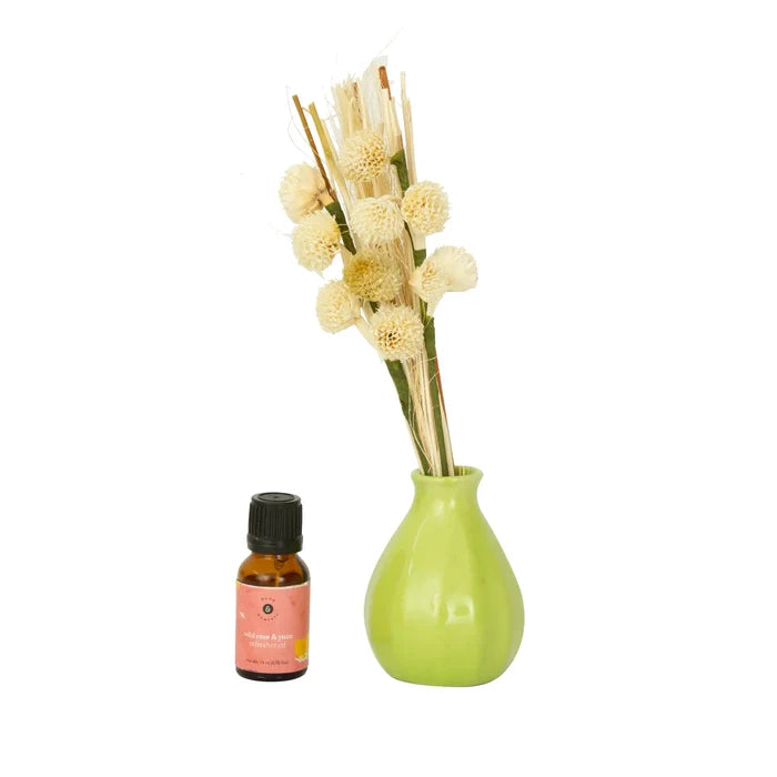 breathe & bloom vase and diffuser set - wild rose & yuzu