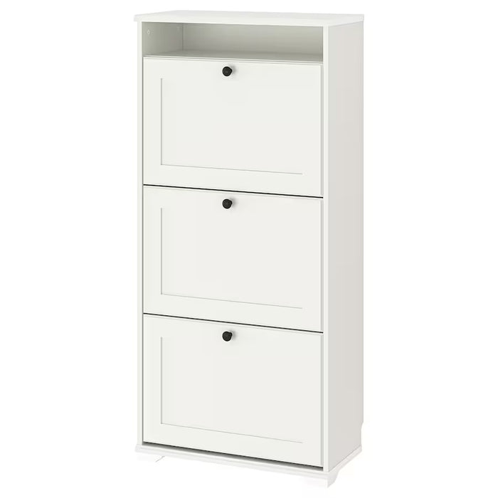 BRUSALI Shoe cabinet with 3 compartments, White, 61x30x130cm