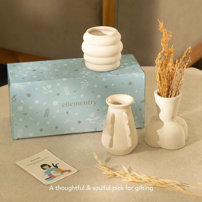 Bud blooms mini ceramic vase set of 3