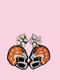 Burnt Orange Helmet Beaded Earrings