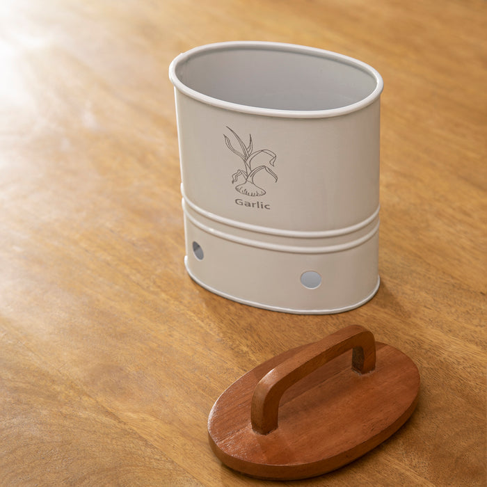 Canny Garlic Storage Barrel With Wooden Lid