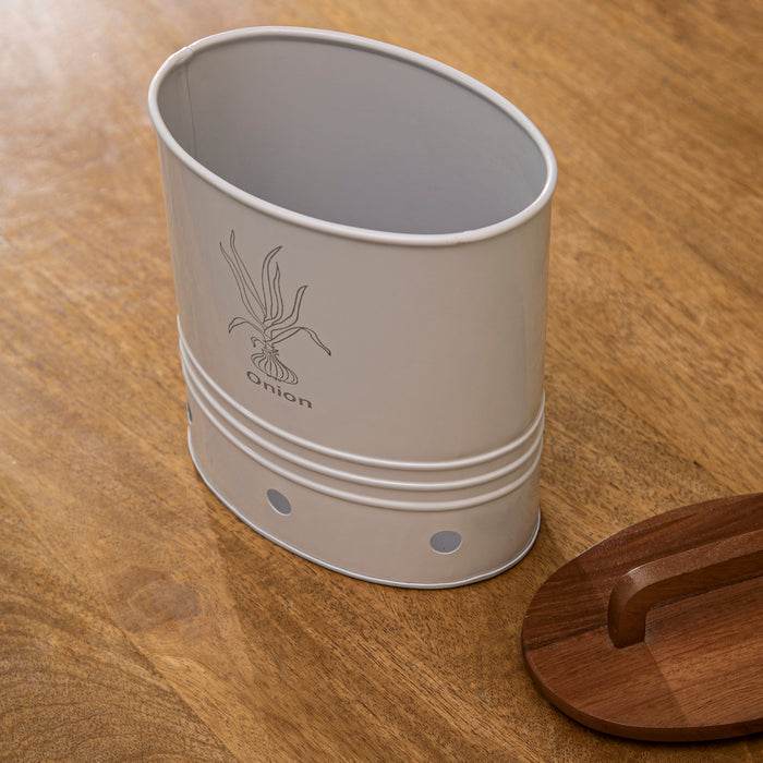 Canny Onion Storage Barrel With Wooden Lid