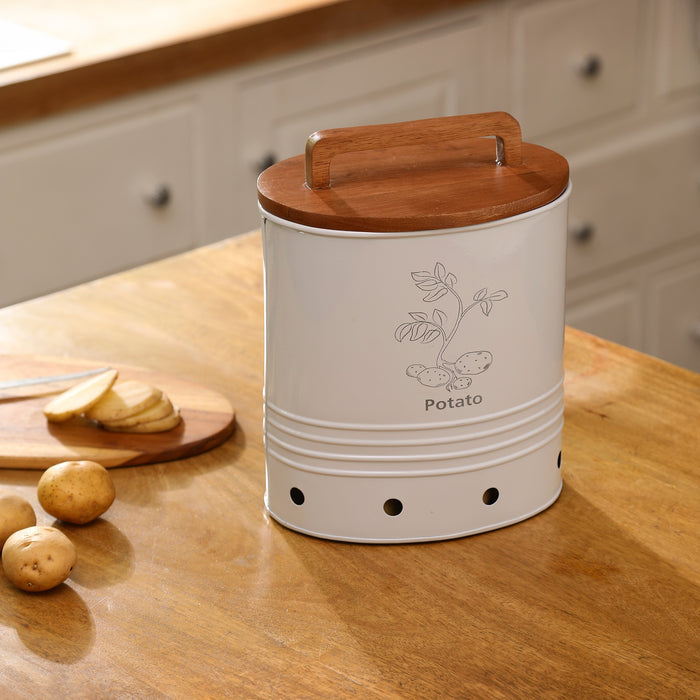 Canny Potato Storage Barrel With Wooden Lid