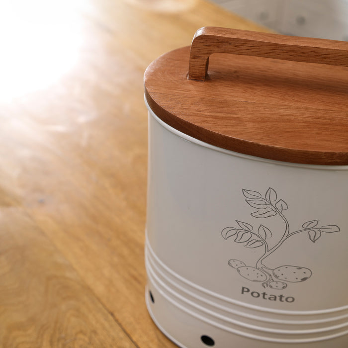 Canny Potato Storage Barrel With Wooden Lid