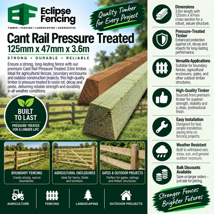 Cant Rail Pressure Treated 3.6m x 75mm x 47mm – Durable Fencing Timber-Eclipse Fencing