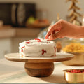 Caramel enamelled wooden cake stand
