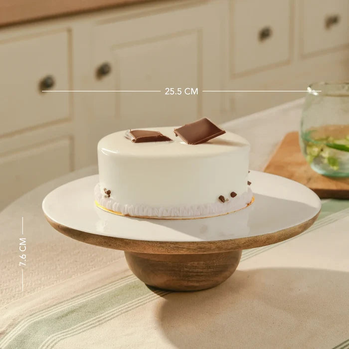 Caramel enamelled wooden cake stand