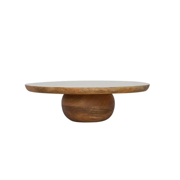 Caramel enamelled wooden cake stand