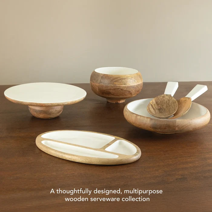 caramel enamelled wooden salad bowl - Small