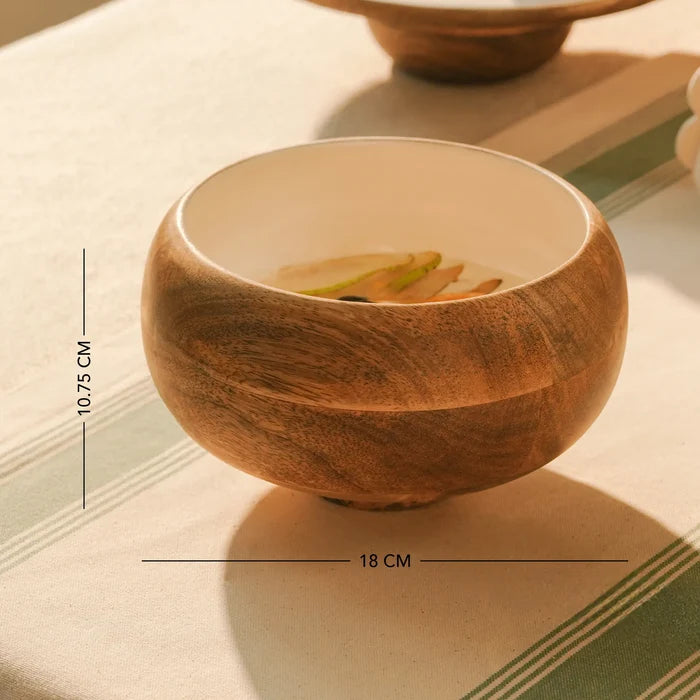 caramel enamelled wooden salad bowl - Small