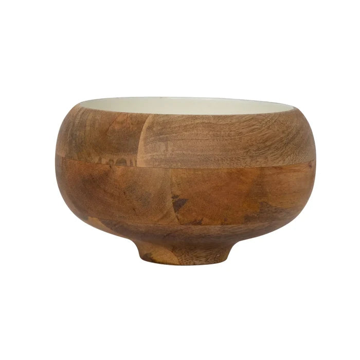 caramel enamelled wooden salad bowl - Small
