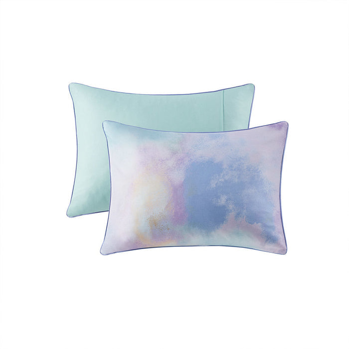 Cassie Watercolor Tie Dye Duvet Cover Set with Throw Pillow Doba