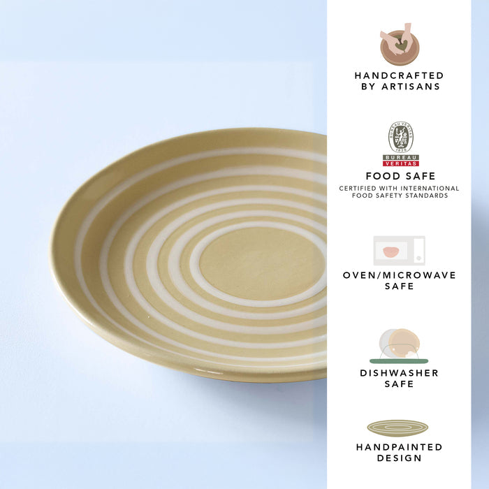 Ceramic Breakfast Plate Stripes Lemon