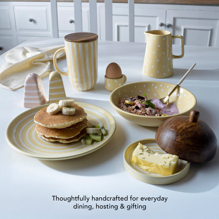 Ceramic Breakfast Plate Stripes Lemon