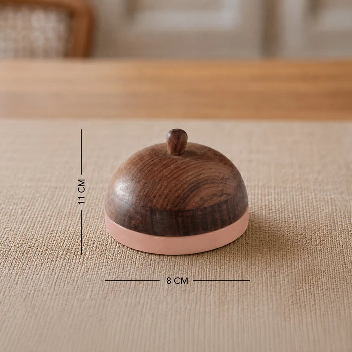 Ceramic Butter Dish Stripes With wooden Lid - Blush