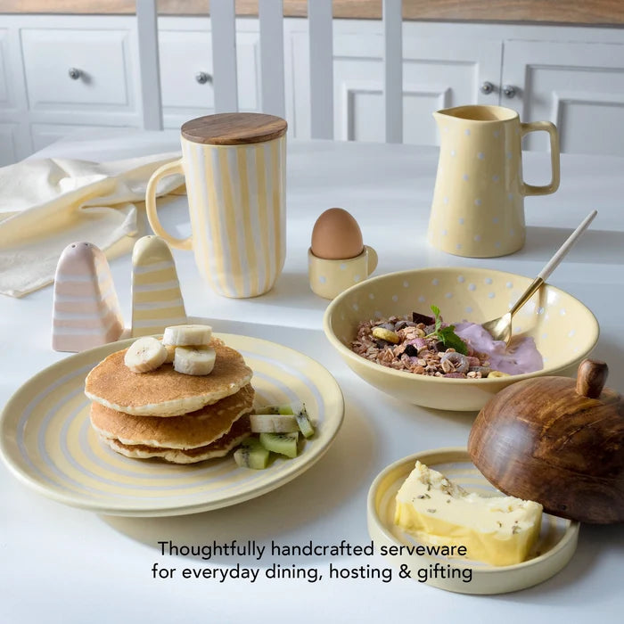 Ceramic Cereal Bowl Polka Dots Lemon