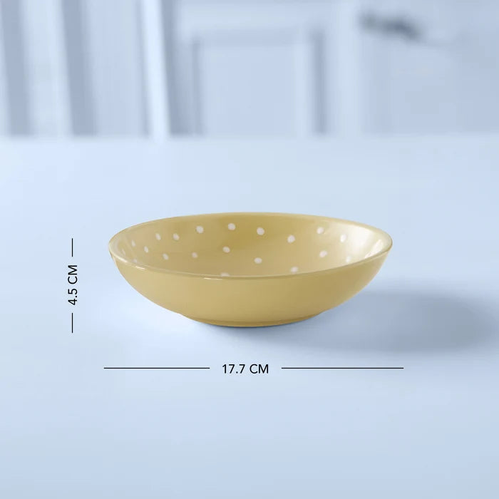 Ceramic Cereal Bowl Polka Dots Lemon