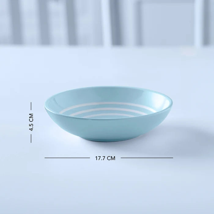 Ceramic Cereal Bowl Stripes Blue