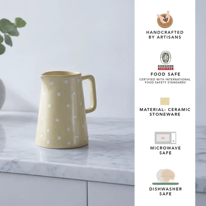 Ceramic Jug Small Polka Dots Lemon