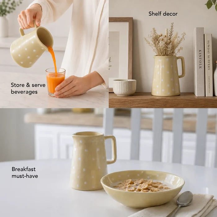 Ceramic Jug Small Polka Dots Lemon